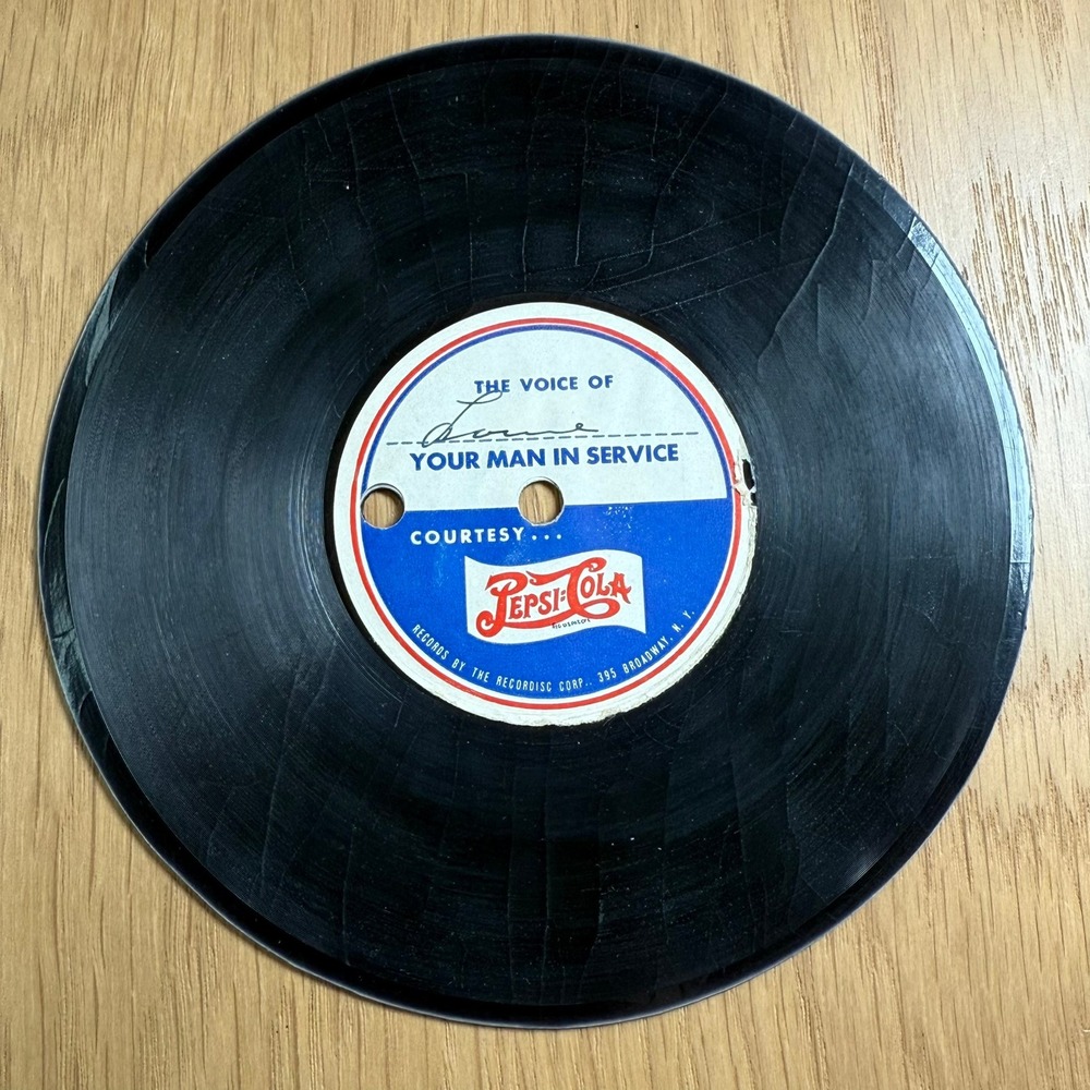 WWII Pepsi-Cola Your‎ Man In Service Voice Record Disc 1944 Mailed Envelope Rare